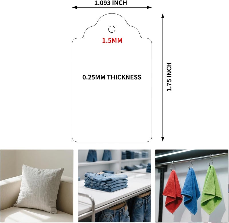 OLPDDZ 1000PCS White Blank Unstrung Price Tags, Micro Tagging Gun，1.75 x 1.093 Inches - Premium Quality Durable Paper Hang Tags for Clothing, Retail, Ideal for Gift Labeling and Sale Pricing - Image 2